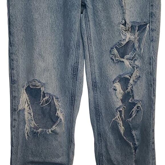 Pacsun Light Wash 90's Boyfriend Straight Frayed Distressed Ripped Jeans 24 - Picture 3 of 10